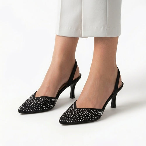Embellished Rhinestone Slingback Heels